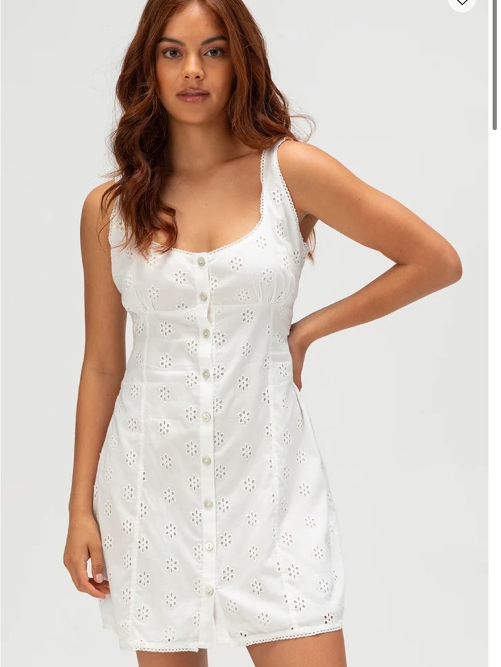 Roxy White Eyelet Button-Front Sun Dress